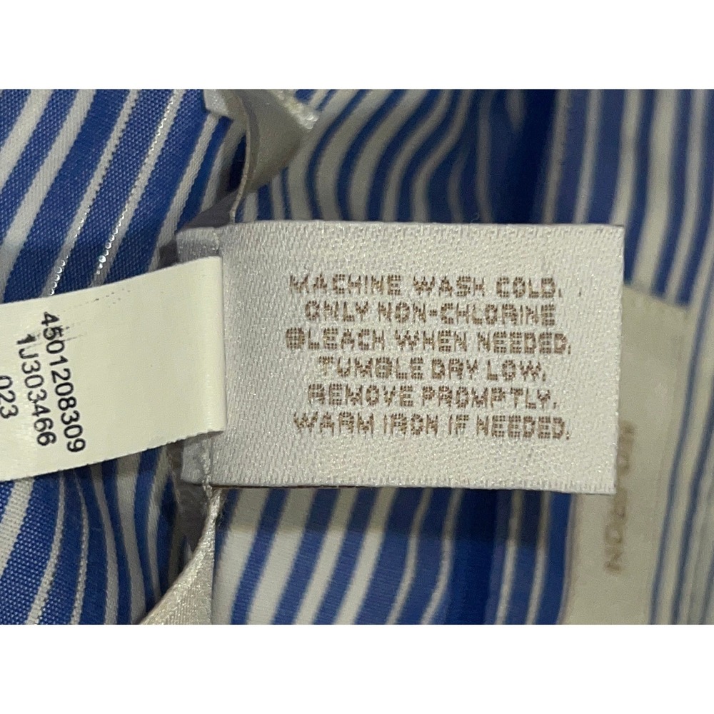 Chicos No Iron Striped Button Down Shirt Blue White Metallic Silver Women Size 1 - Picture 8 of 8